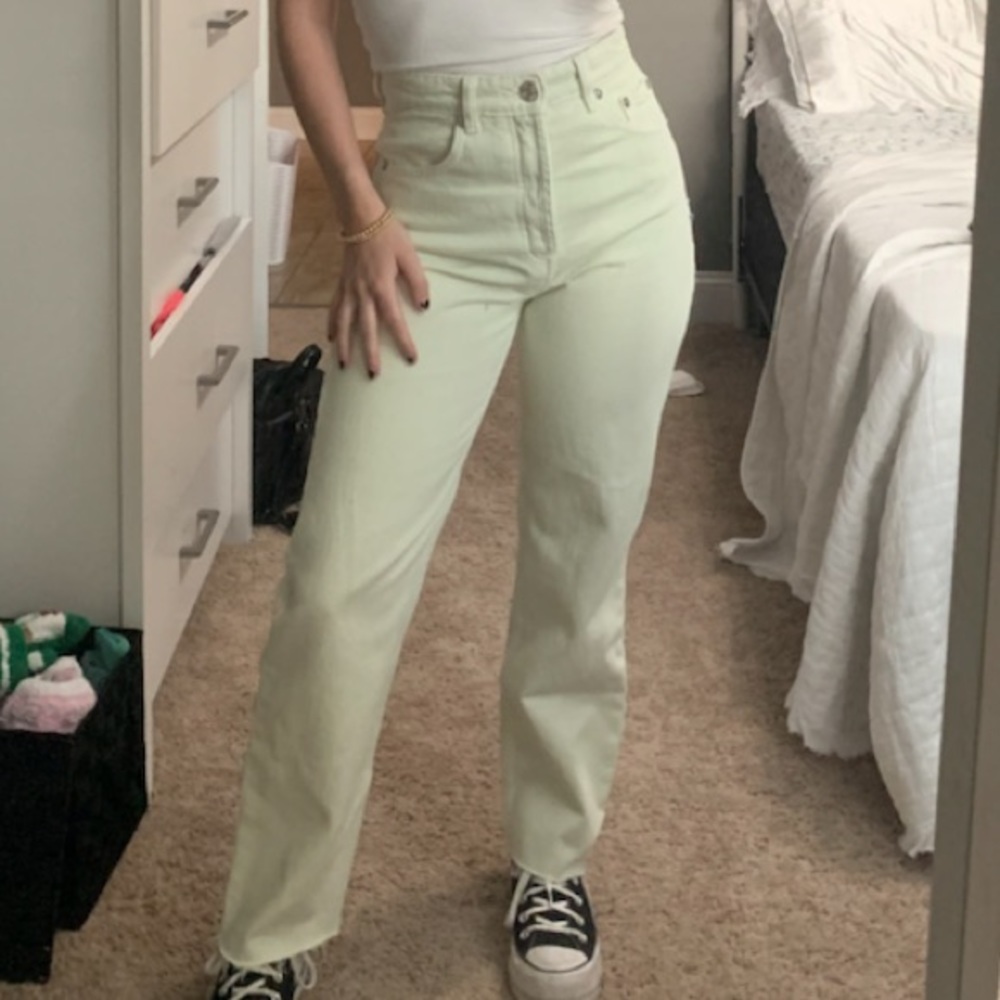 ZARA high rise straight leg jeans
